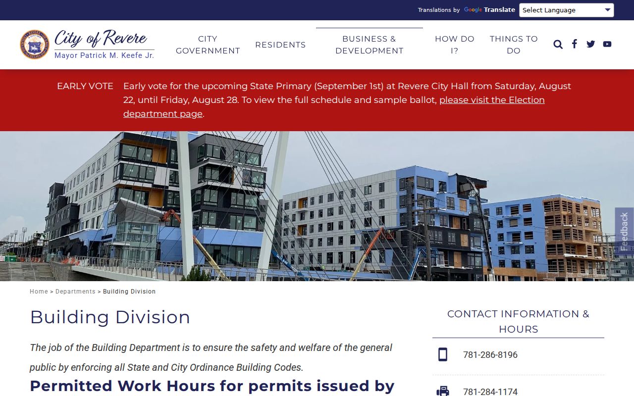 Revere street directory CitizenServe address permit search