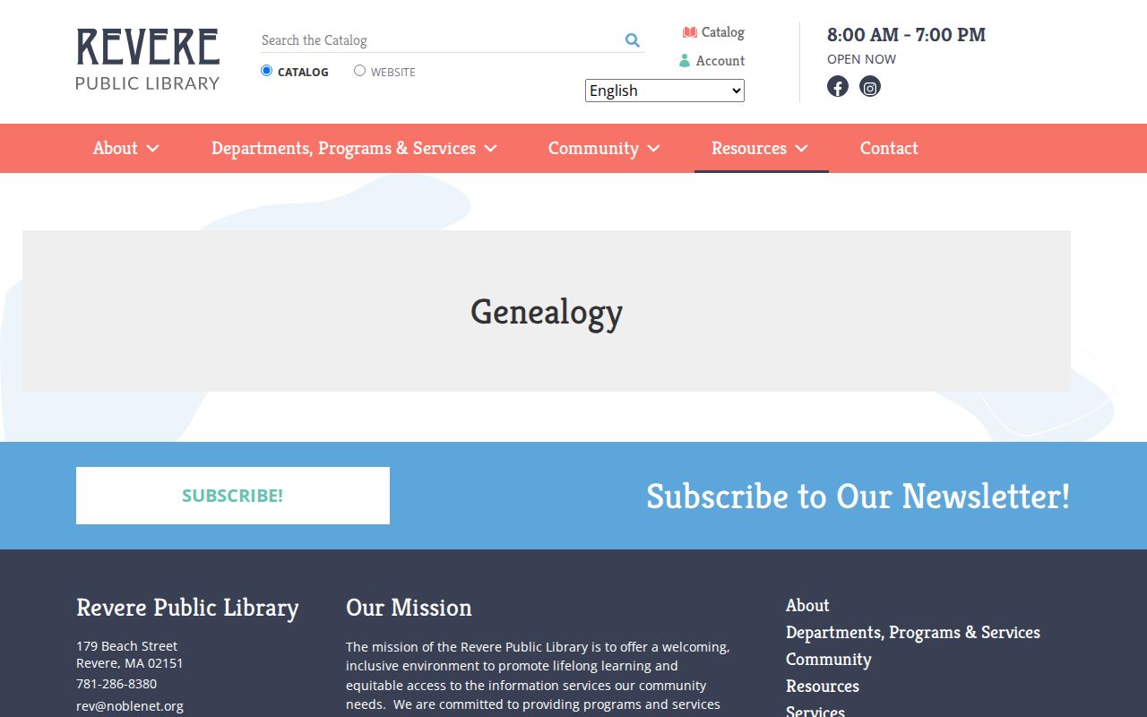 Revere city directory research resources at Revere Public Library