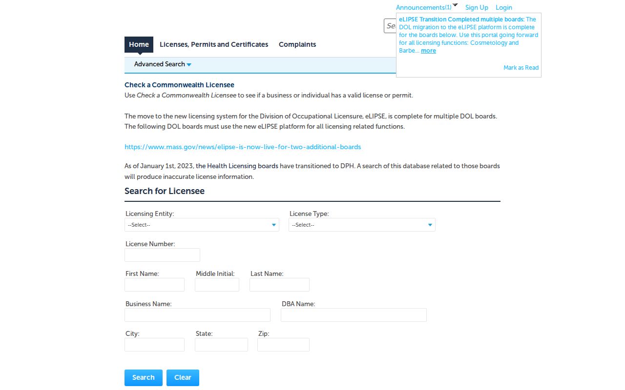 Revere residents directory Massachusetts license search fields