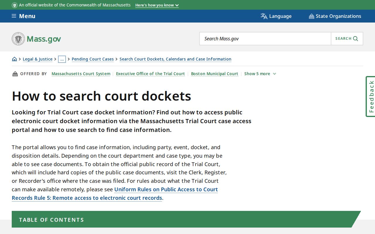 Revere resident lookup MassCourts docket search guide