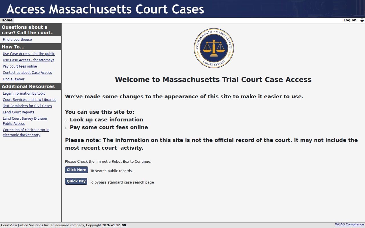 Revere residents directory MassCourts public search entry